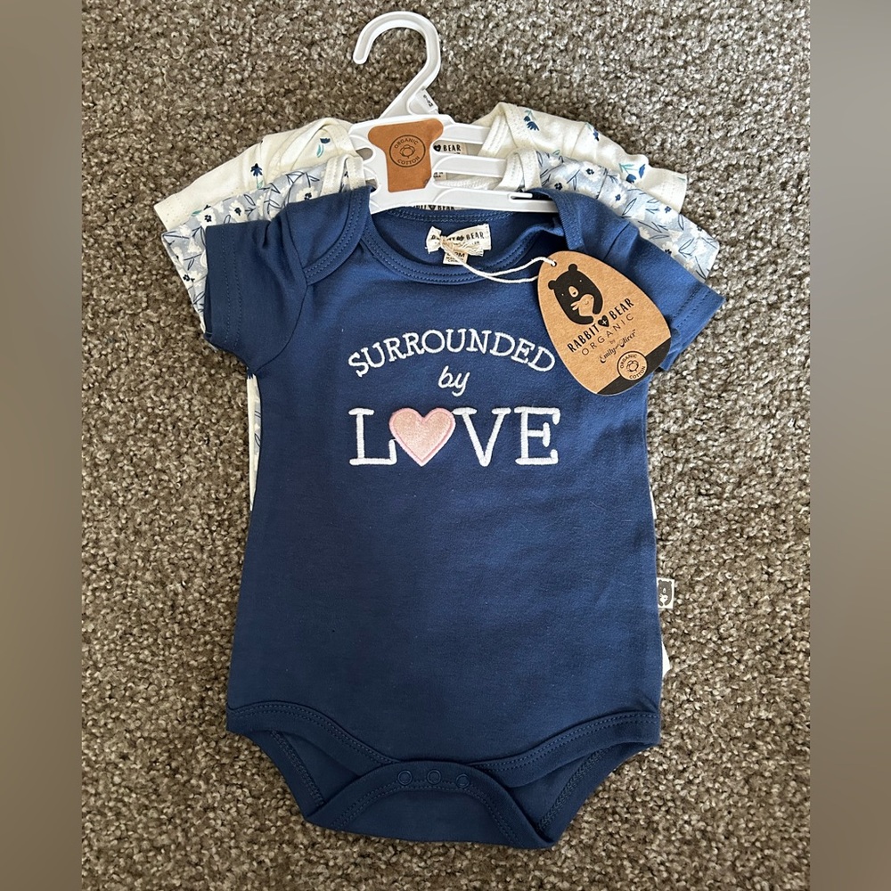 Rabbit + Bear 6-9mo Onesies